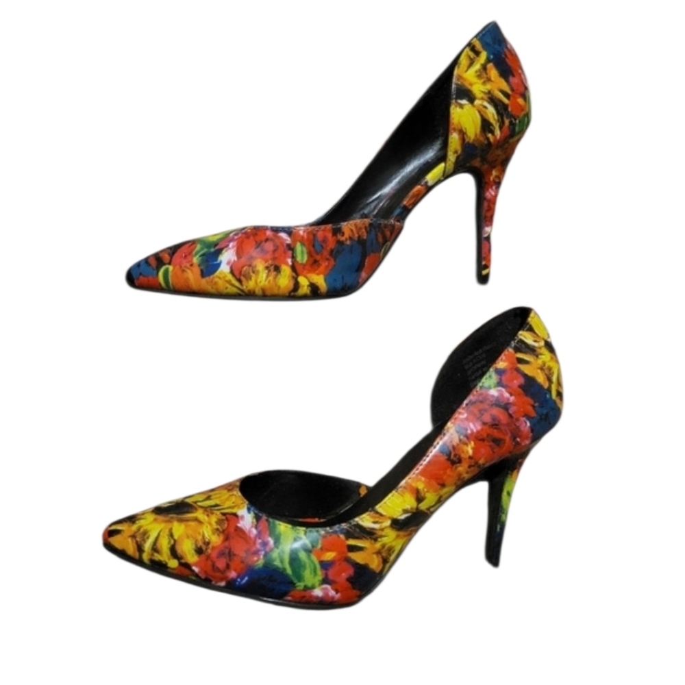BRASH Colorful Floral Slip On Stiletto Heels Size 7.5